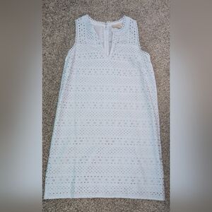LOFT White Eyelet Sleeveless Dress